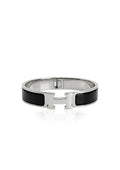 HERMES CLIC H BANGLE IN BLACK ENAMEL WITH SILVER HARDWARE (EC00111LEBG)