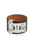 HERMES COLLIER DE CHIEN (CDC) LEATHER BRACELET FEATURING A BLACK LEATHER BAND (EC00104LEBG)