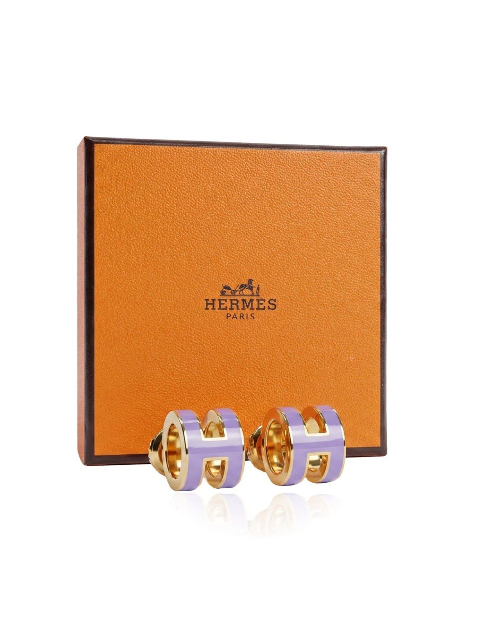 HERMES MINI POP H EARRINGS IN LIGHT BLUE ENAMEL (EC00116LEE)