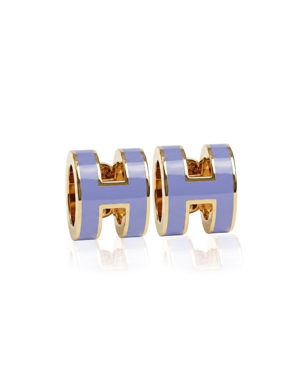 HERMES MINI POP H EARRINGS IN LIGHT BLUE ENAMEL (EC00116LEE)