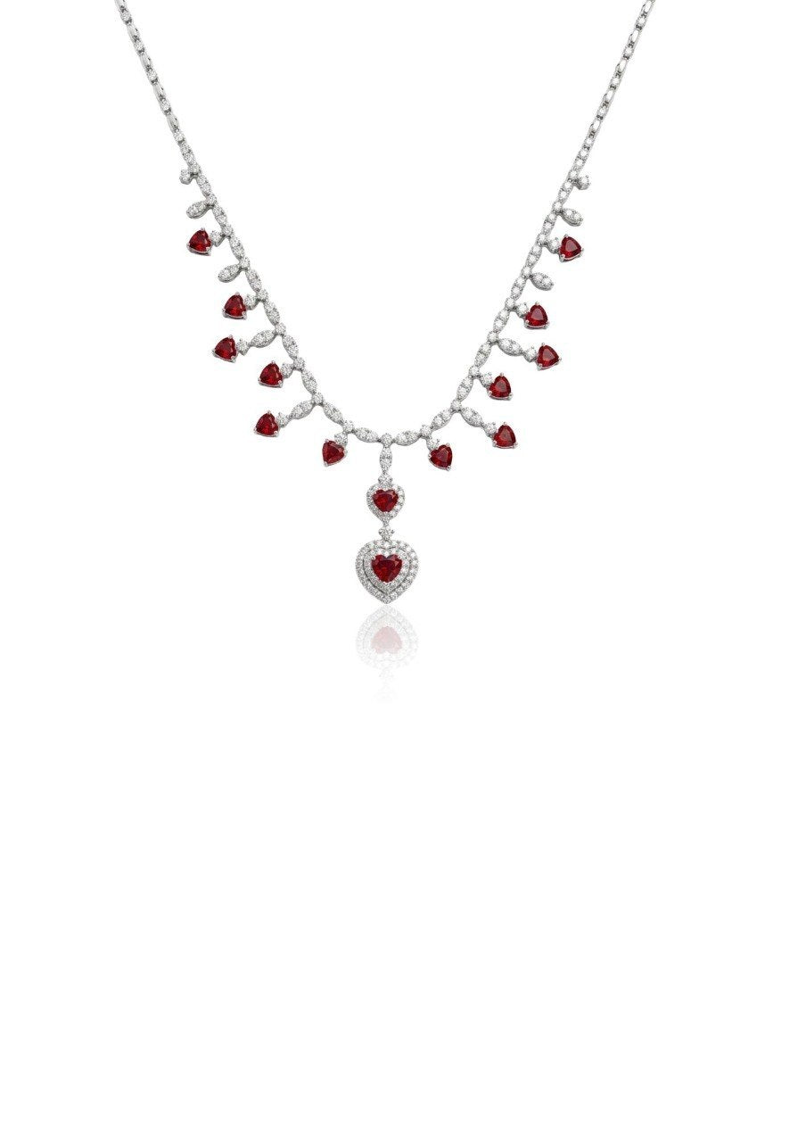 750 WHITE GOLD RUBY DIAMOND NECKLACES LUKFOOK JEWELLERY (EC00119WGC)