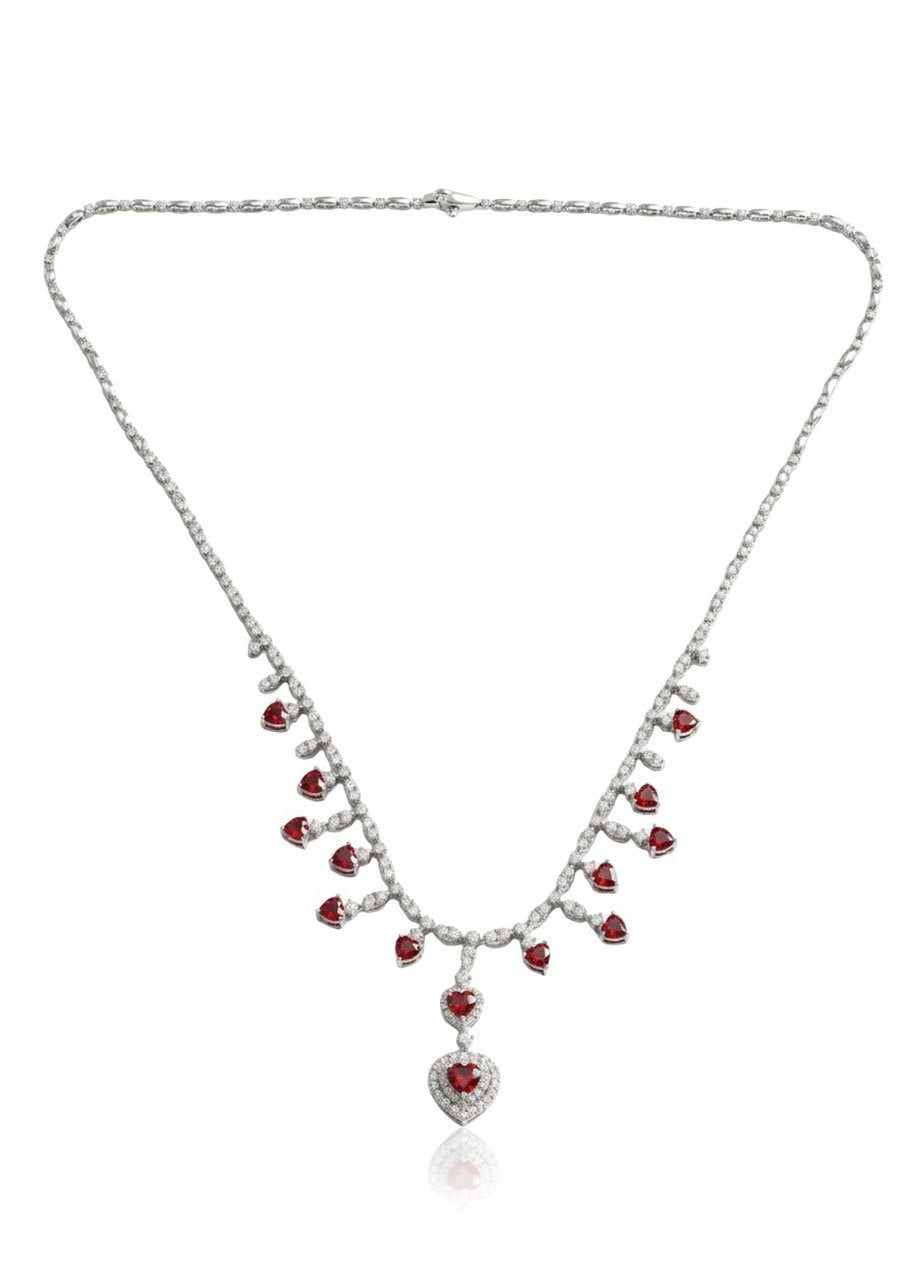 750 WHITE GOLD RUBY DIAMOND NECKLACES LUKFOOK JEWELLERY (EC00119WGC)