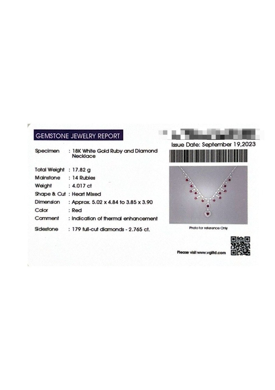 750 WHITE GOLD RUBY DIAMOND NECKLACES LUKFOOK JEWELLERY (EC00119WGC)
