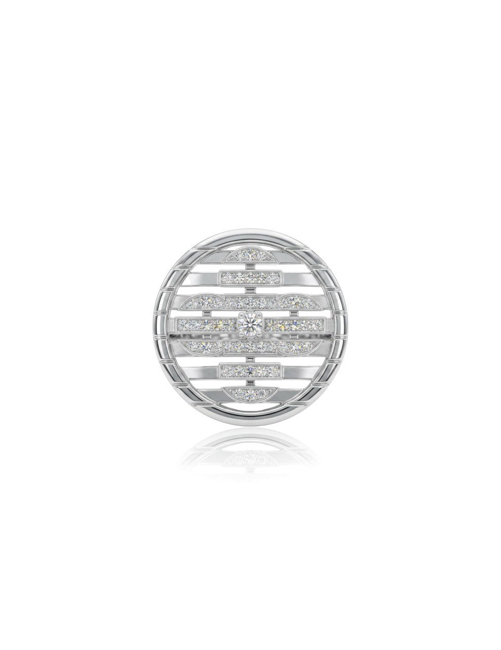 750 WHITE GOLD BROOCH PENDANT (LOUIS VUITTON RING FEATURES A SIGNATURE PETITE FLEUR) EC00101WGBP