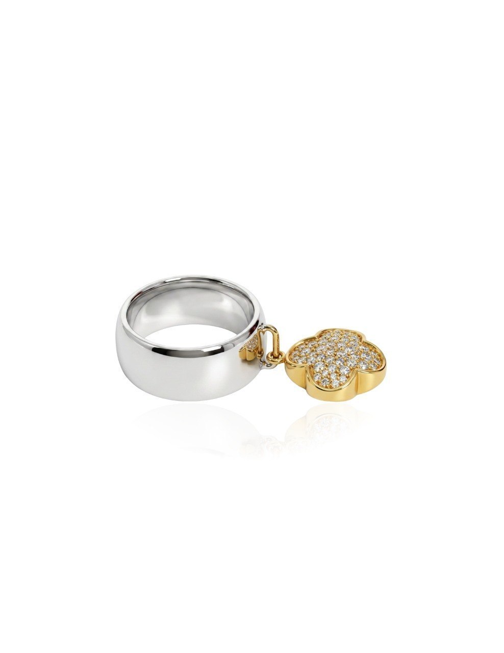 MOUAWAD FOUR LEAF CLOVER DIAMOND RING 18K 750 WHITE GOLD AND ROSE GOLD SIZE 56 YEAR 2018 (EC00194WGR)