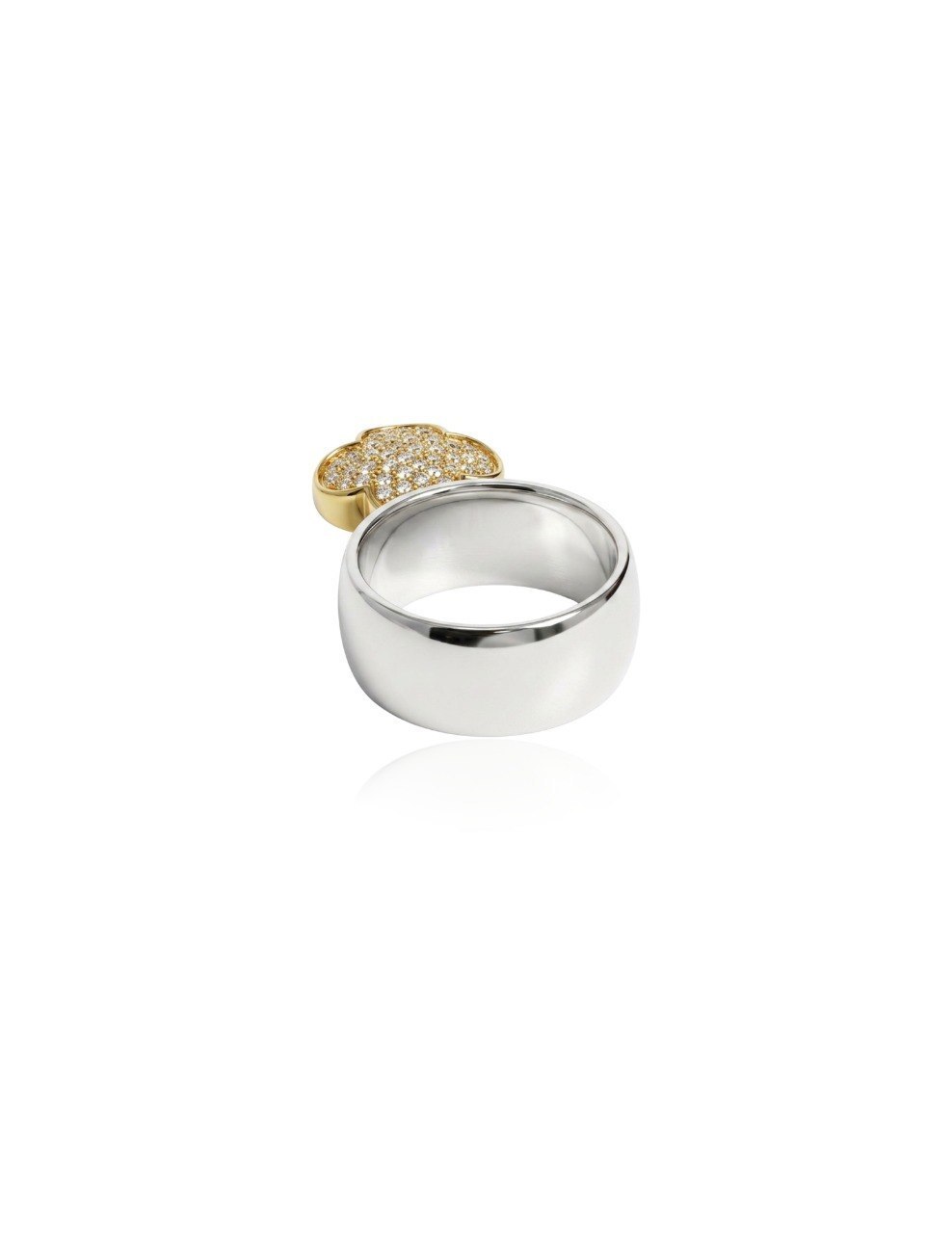 MOUAWAD FOUR LEAF CLOVER DIAMOND RING 18K 750 WHITE GOLD AND ROSE GOLD SIZE 56 YEAR 2018 (EC00194WGR)