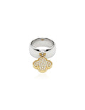 MOUAWAD FOUR LEAF CLOVER DIAMOND RING 18K 750 WHITE GOLD AND ROSE GOLD SIZE 56 YEAR 2018 (EC00194WGR)