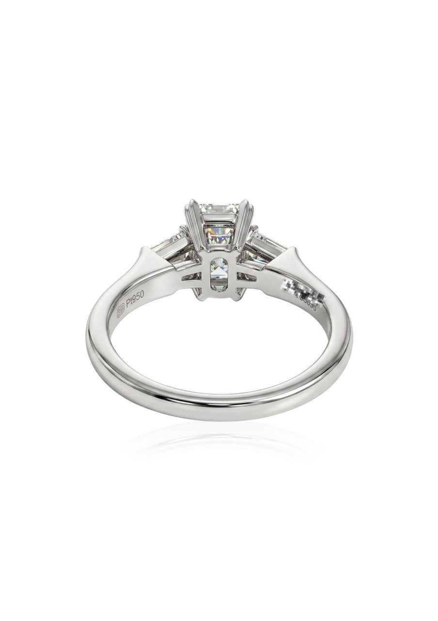 HARRY WINSTON CLASSIC WINSTON EMERALD CUT DIAMOND RING WITH TAPERED BAGUETTES (EC00184PTR)