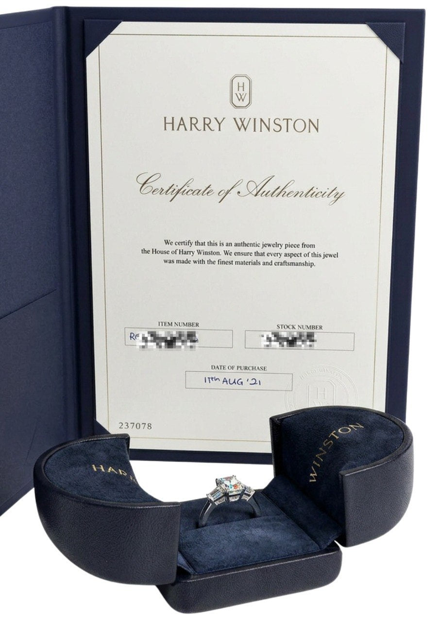 HARRY WINSTON CLASSIC WINSTON EMERALD CUT DIAMOND RING WITH TAPERED BAGUETTES (EC00184PTR)