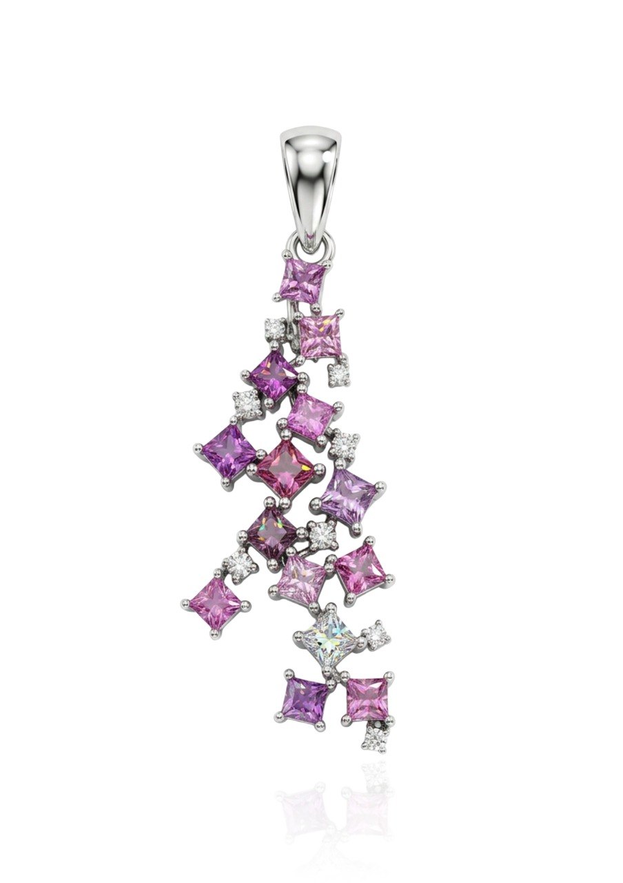 750 WHITE GOLD DIAMOND PINK SAPPHIRE PENDANT (EC00117WGP)