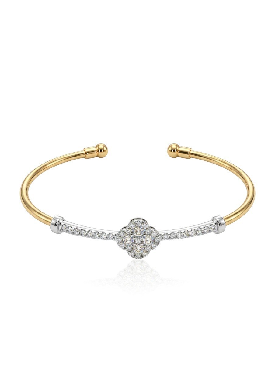 750 YELLOW WHITE GOLD BANGLE (EC00122YWGBG)