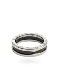 BVLGARI SAVE THE CHILDREN ONE-BAND STERLING SILVER RING WITH BLACK CERAMIC (EC001103SR)