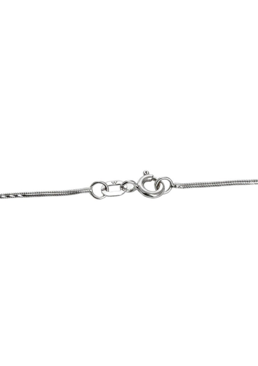 750 WHITE GOLD DIAMOND PAVE DOUBLE LOOP AND PAVE HEART DROP PENDANT ON A SNAKE CHAIN (EC00125WGC)