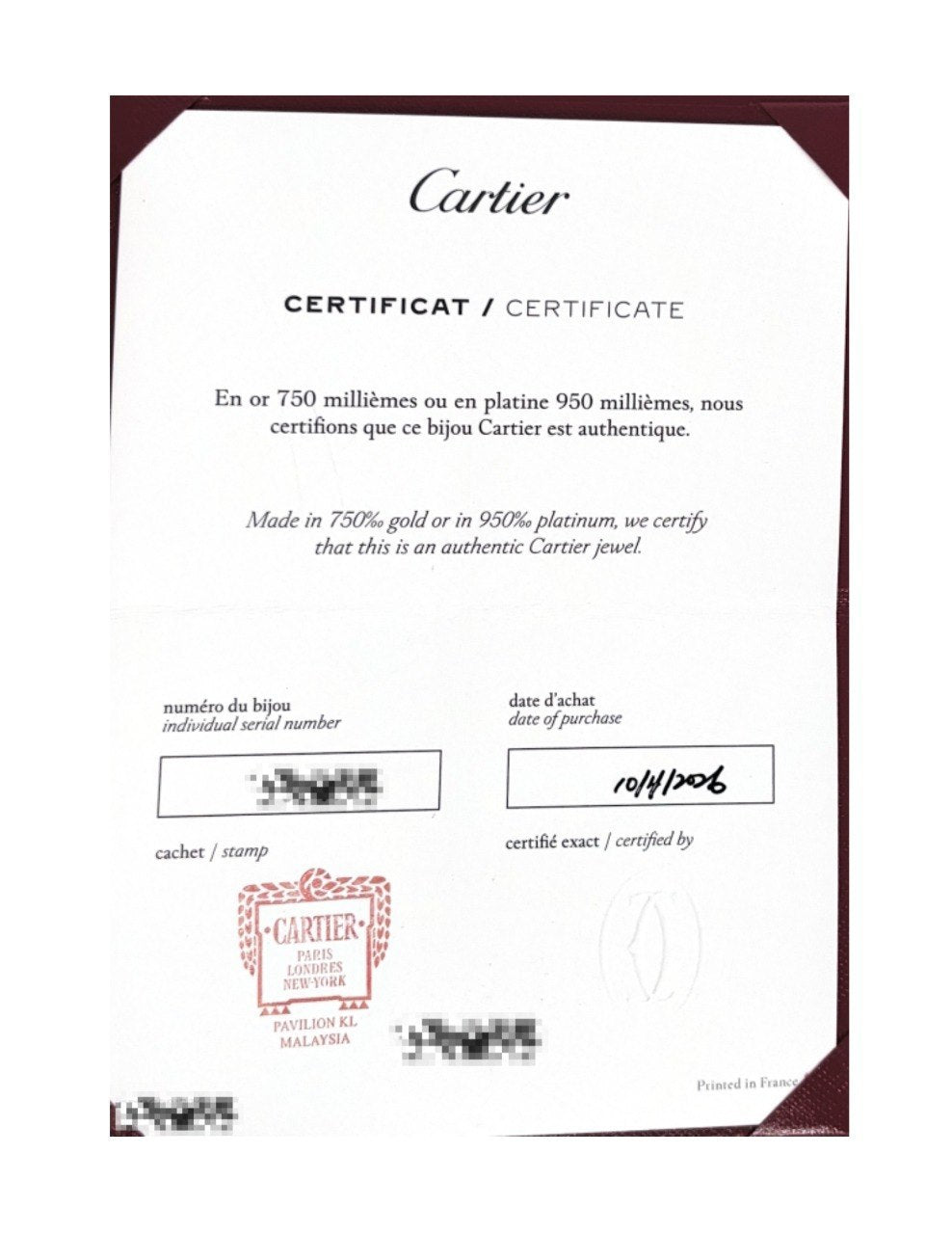 CARTIER LOVE COLLECTION WHITE GOLD RING (EC001110WGR)