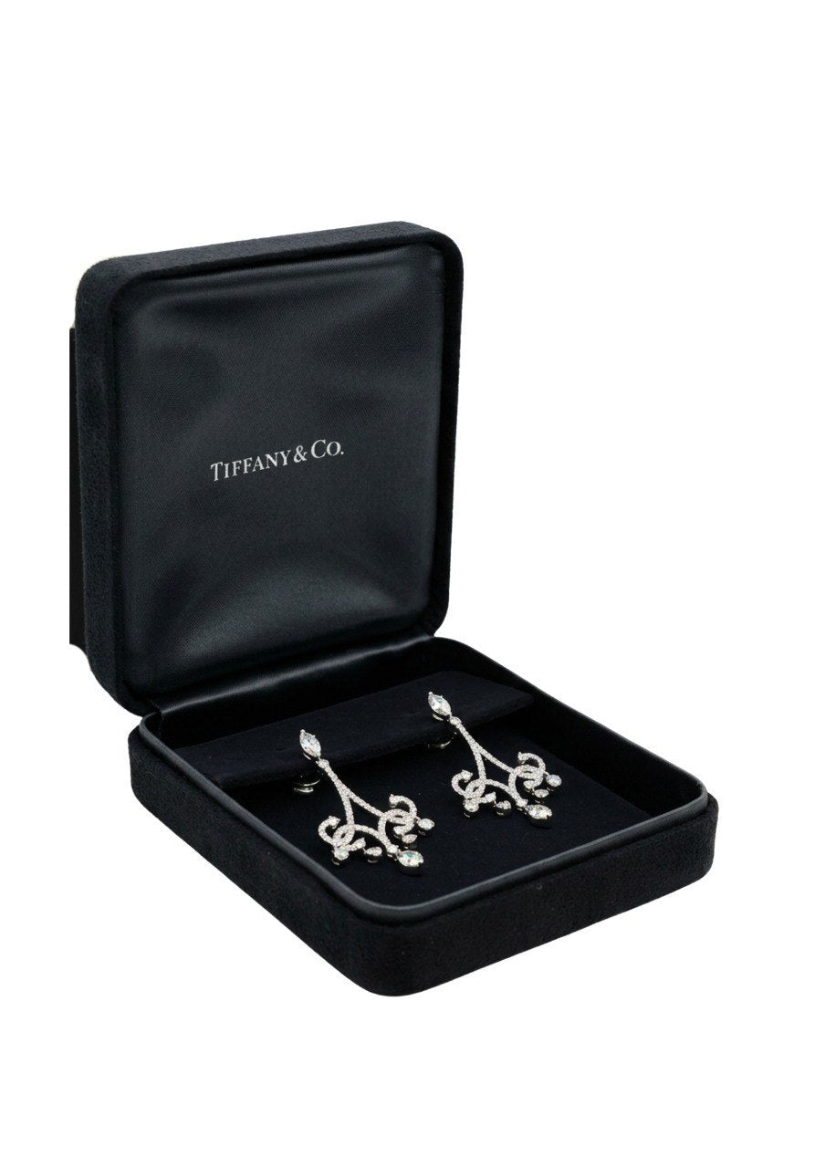 TIFFANY & CO. PLATINUM DIAMOND ENCHANT SCROLL EARRINGS (EC00112PTE)