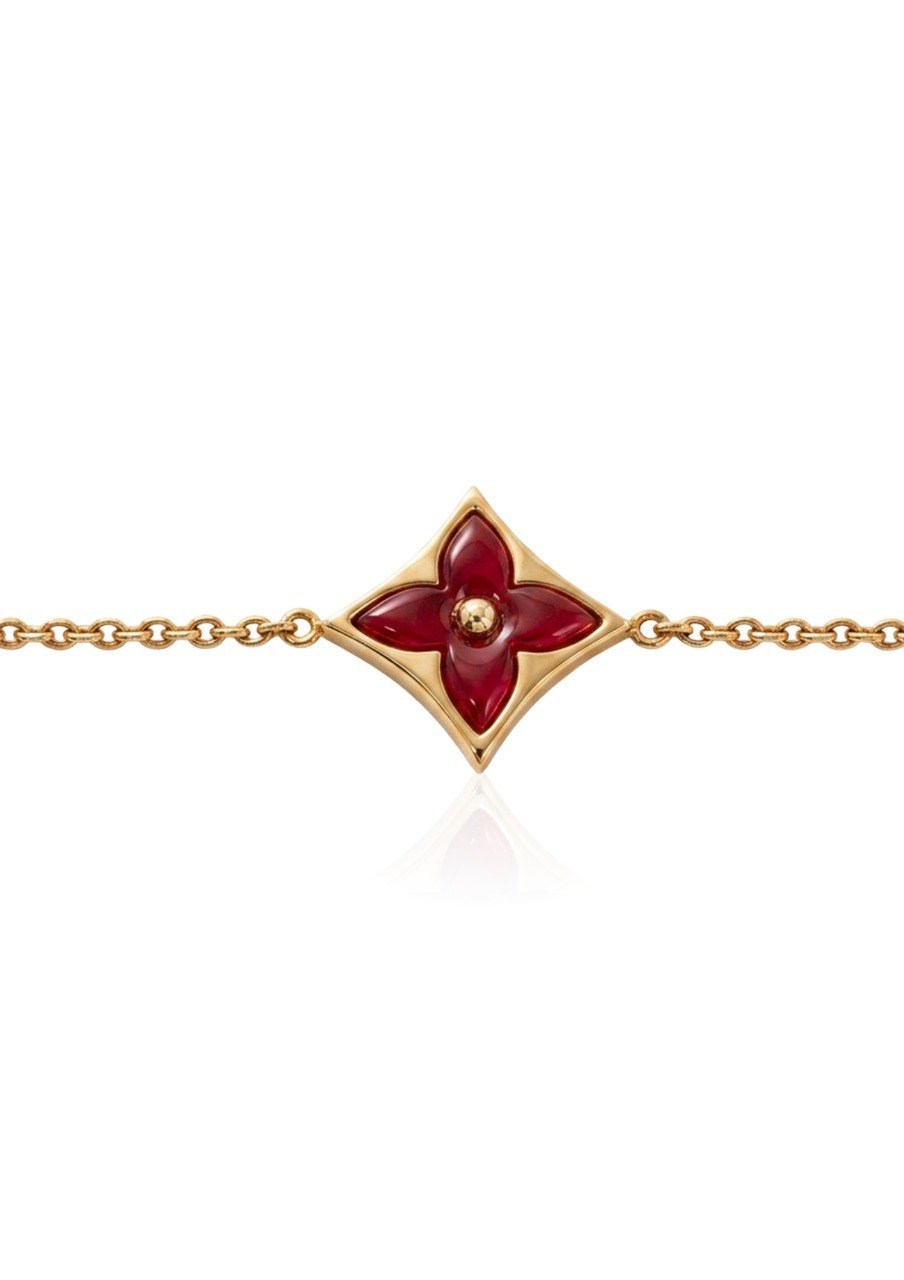 LOUIS VUITTON COLOR BLOSSOM BB BRACELET FEATURING A VIBRANT RED CORNELIAN STONE (EC00112YGB)B
