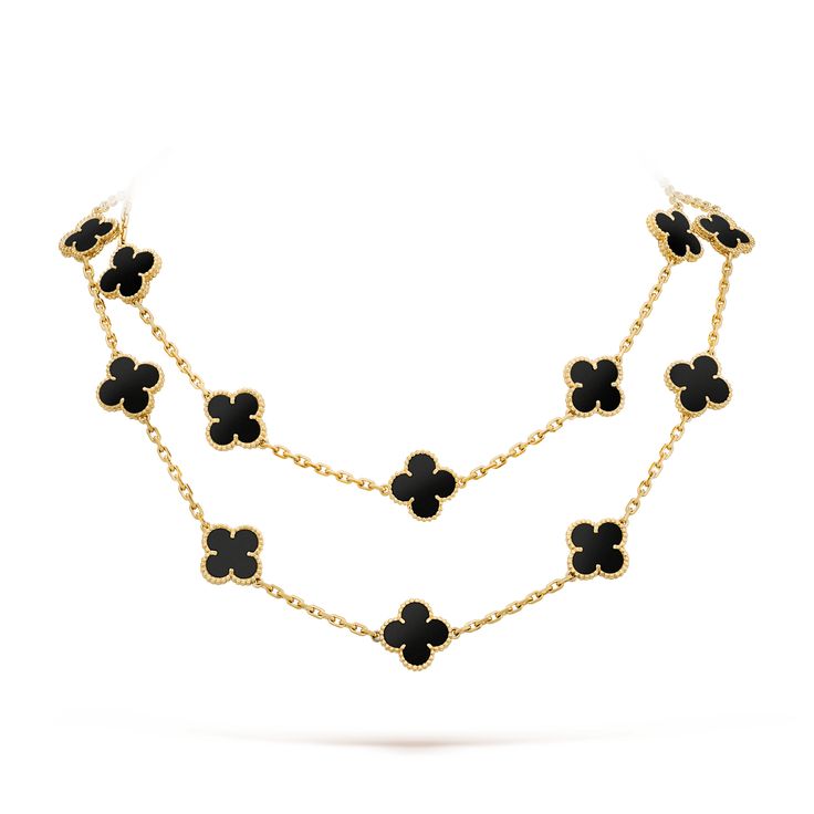 Van Cleef & Arpels Necklaces Alhambra 20 Motif 18k Yellow Gold Onyx